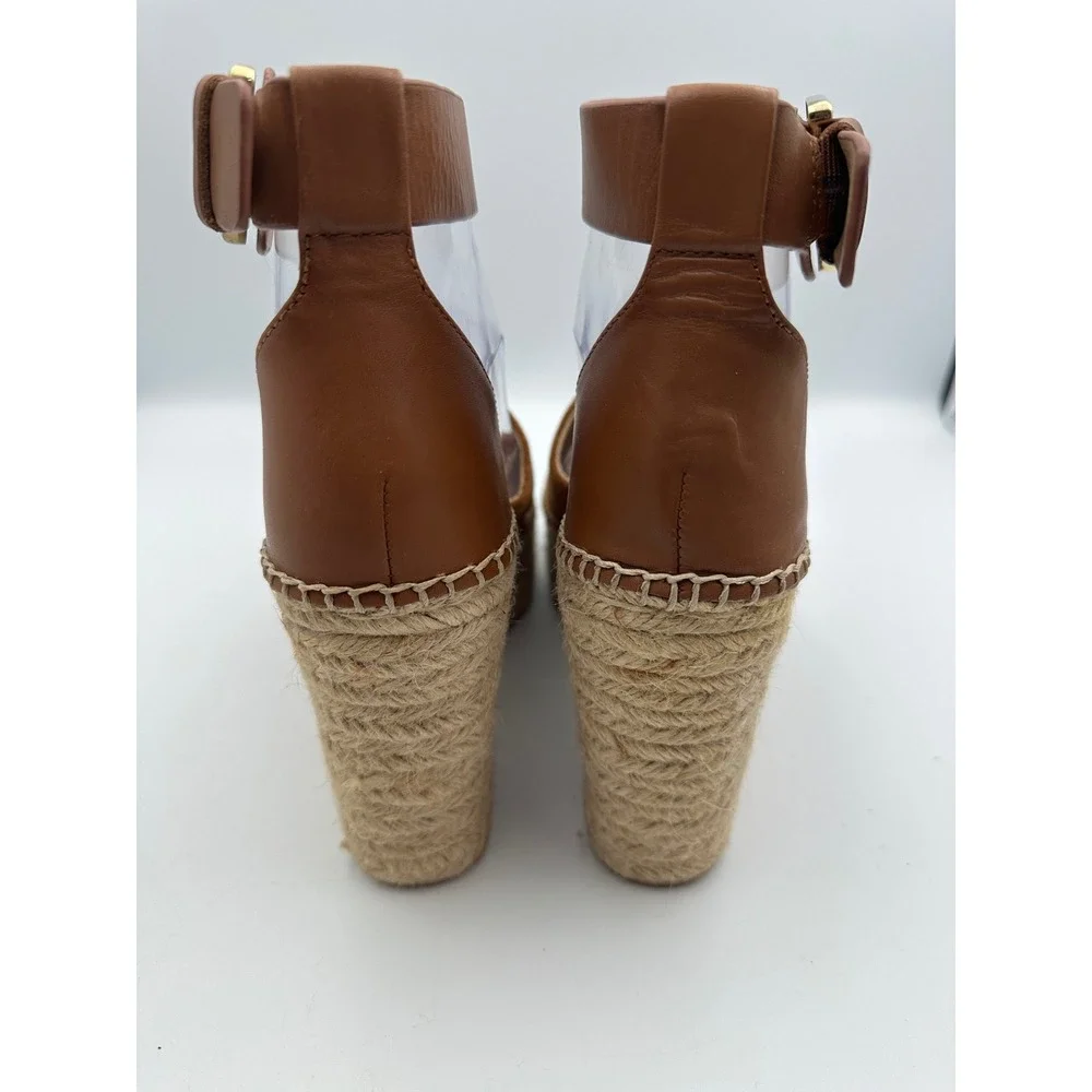 New Marc Fisher Espadrille Wedge Sandals 7 Brown Suede Adalyn Platform Summer